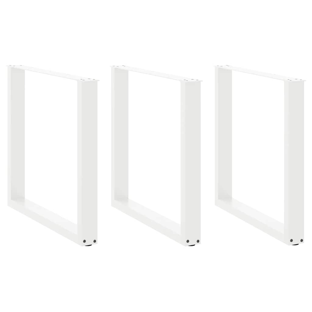 Pés para mesa de jantar em formato de u, 3 peças, branco, 80x (72-73) cm, aço