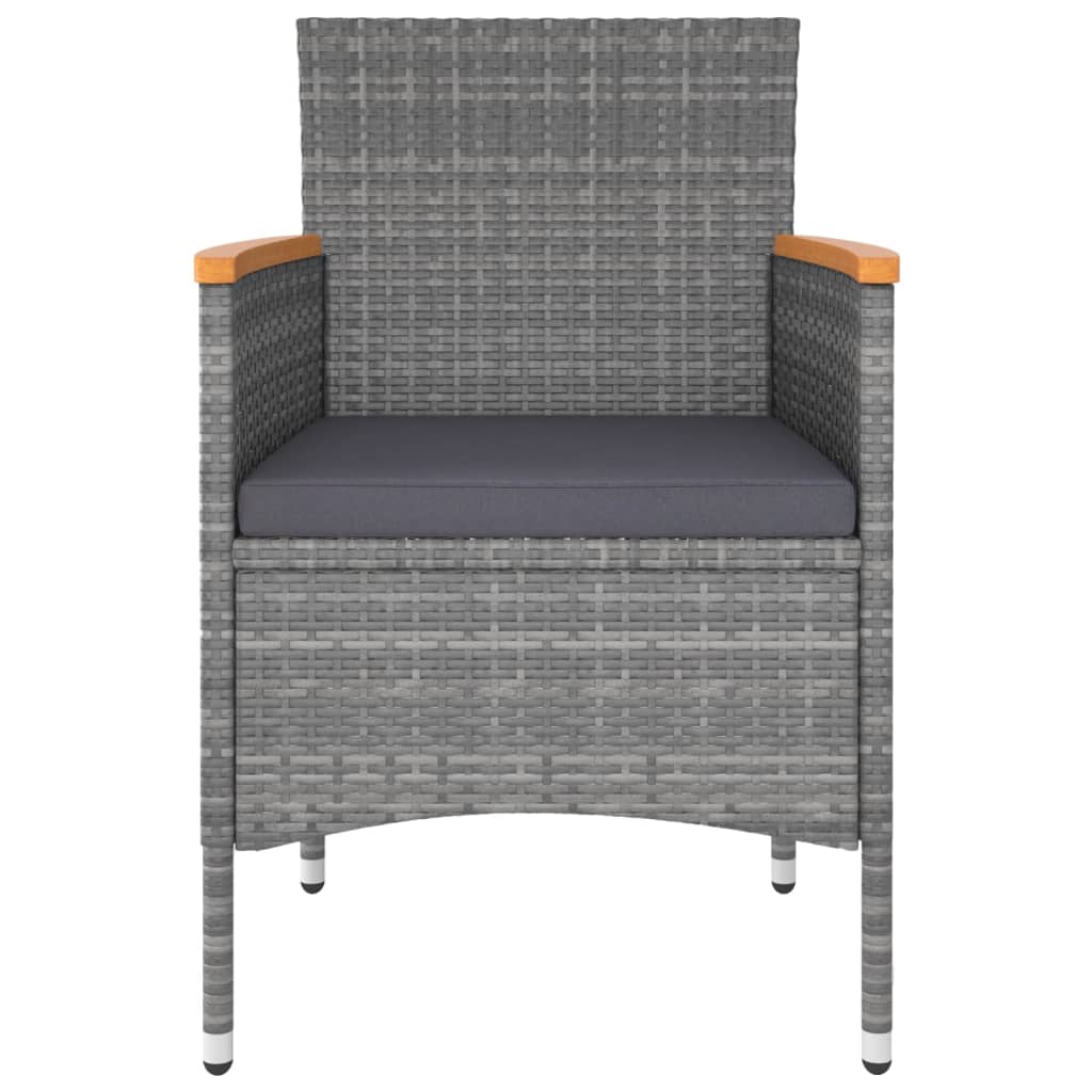 5 Pcs conjunto lounge para jardim vime PE cinzento