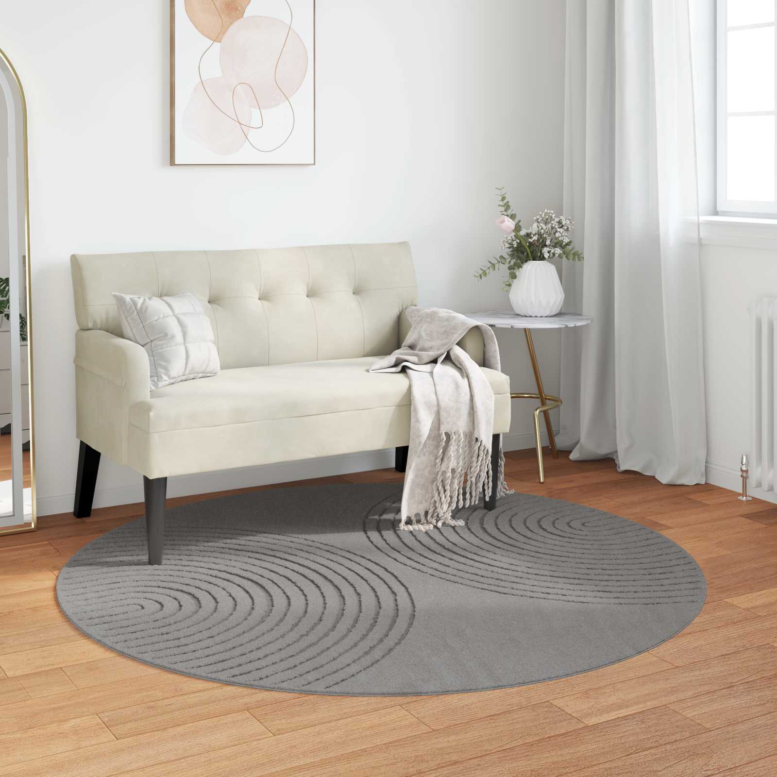 Tapetes de área redondo galati cinzento ø 160 cm poliéster