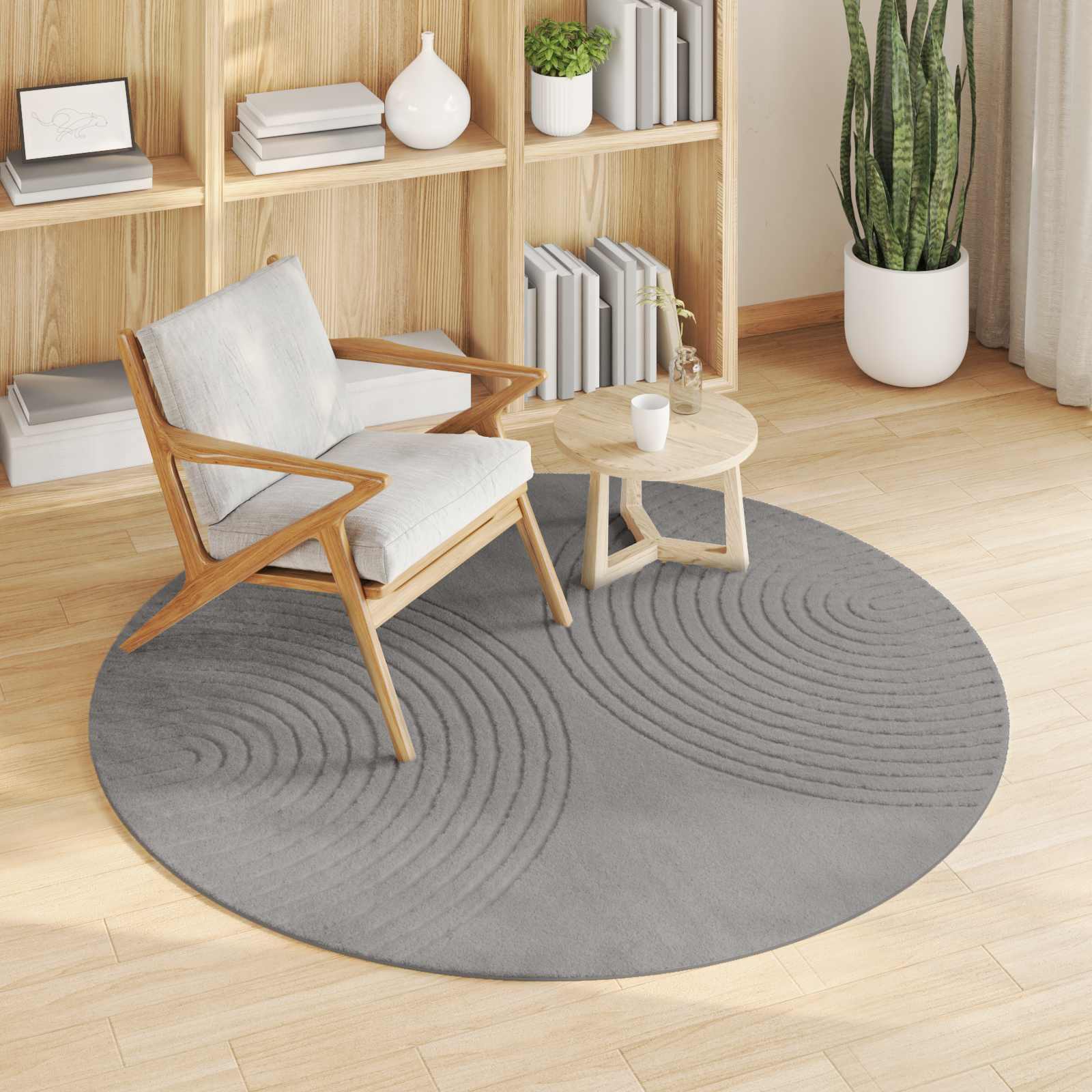Tapetes de área redondo galati cinzento ø 160 cm poliéster