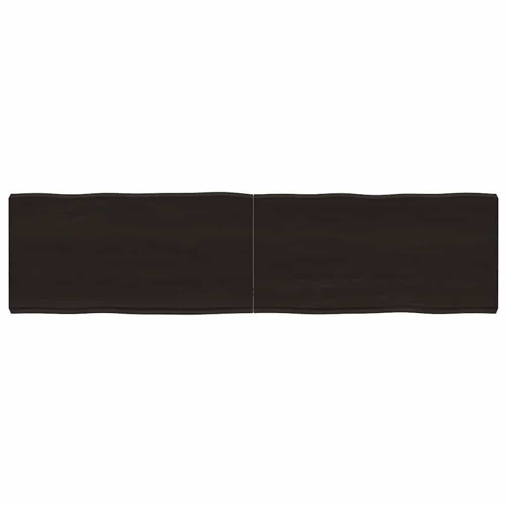 Tampo de mesa com bordas vivas maciço tratado castanho-escuro