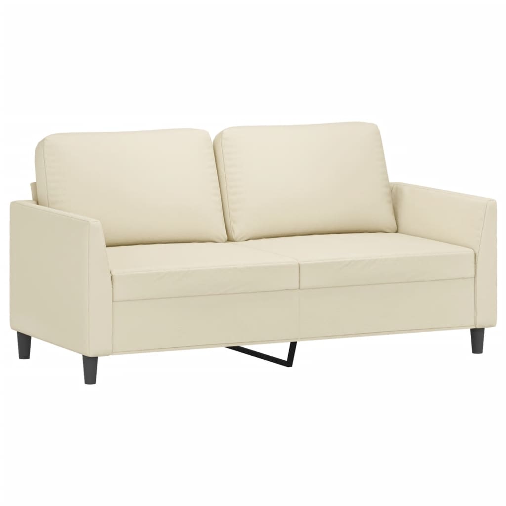 3 Pcs conjunto sofás c/ almofadões couro artificial cor creme