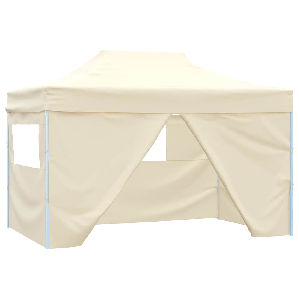 Tenda pop-up dobrável com 4 paredes laterais 3x4,5 m branco nata