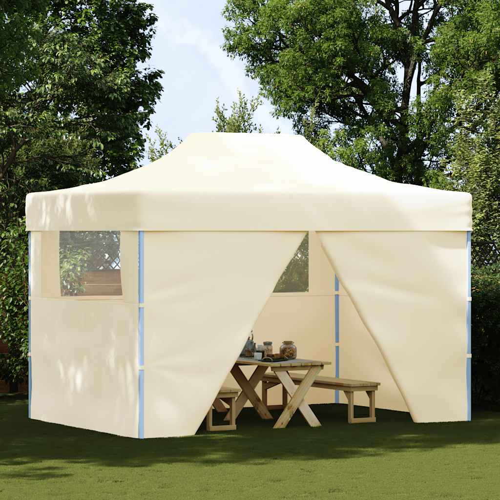 Tenda pop-up dobrável com 4 paredes laterais 3x4,5 m branco nata