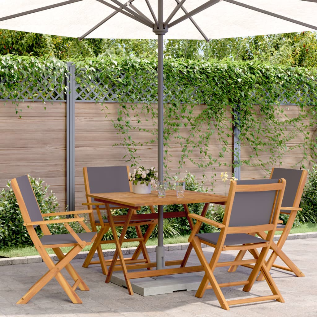 5 Pcs conj. jantar p/ jardim tecido/madeira maciça antracite