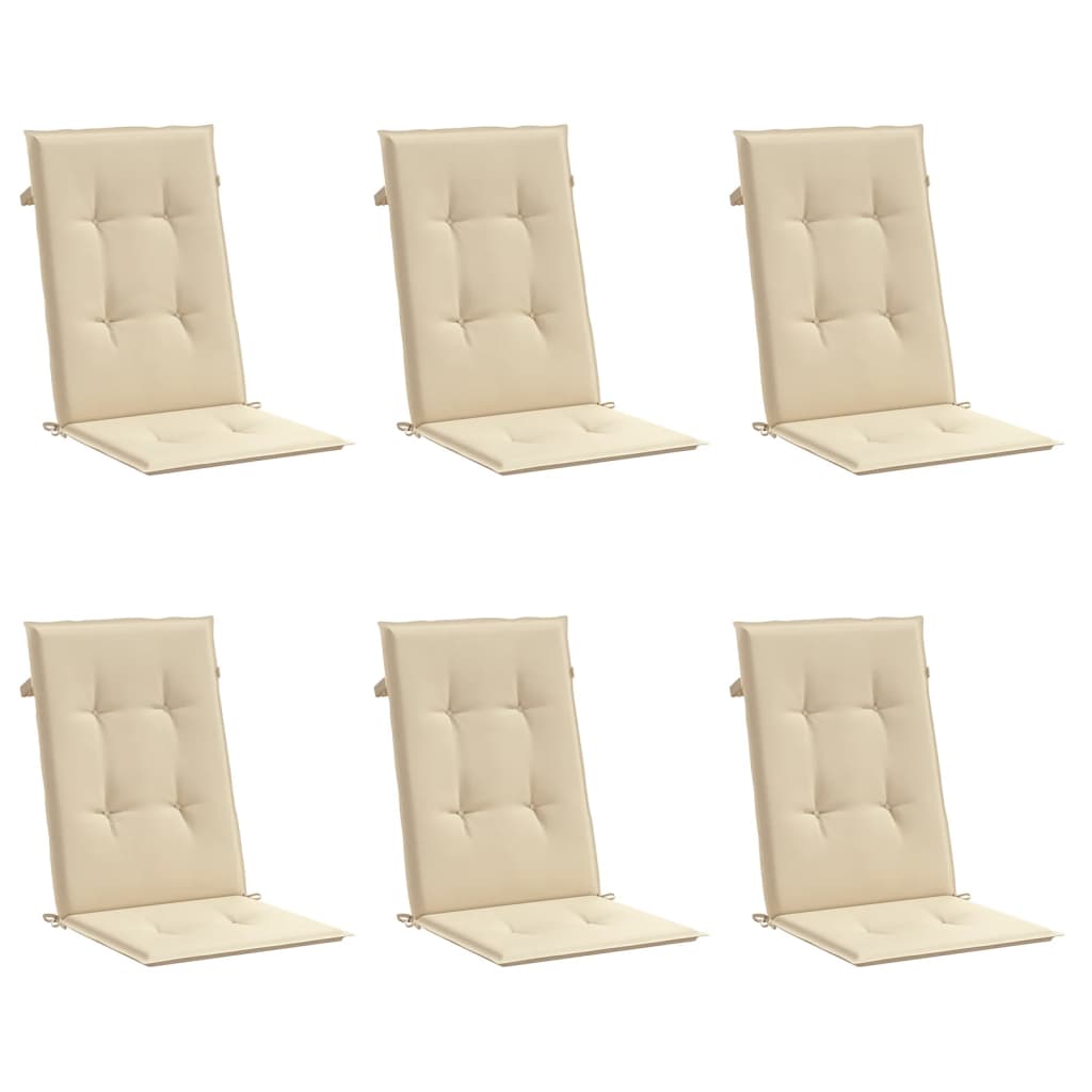 Almofadões para cadeiras altas de jardim 6 pcs tecido bege