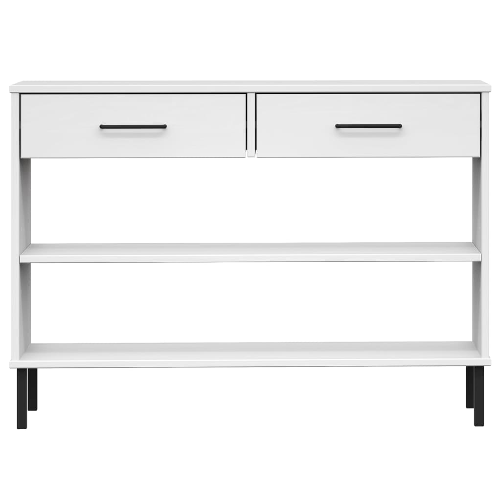 Móvel consola c/ pernas de metal pinho maciço oslo branco