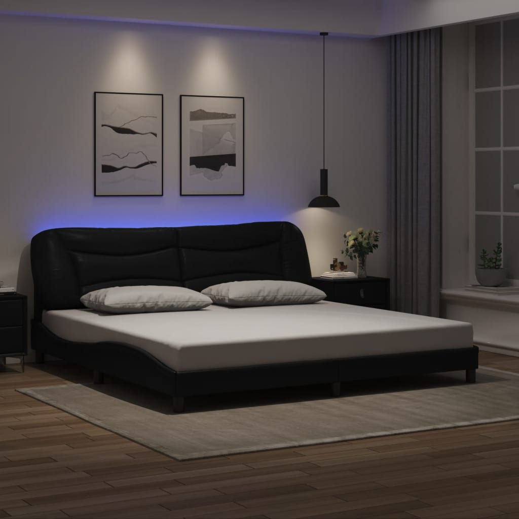 Estrutura de cama com LED sem colchão hvar 200x200cm preto