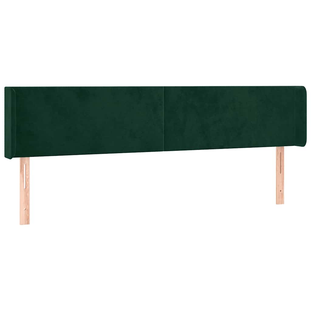 Cabeceira cama c/ luzes LED veludo 203x16x78/88 cm verde-escuro