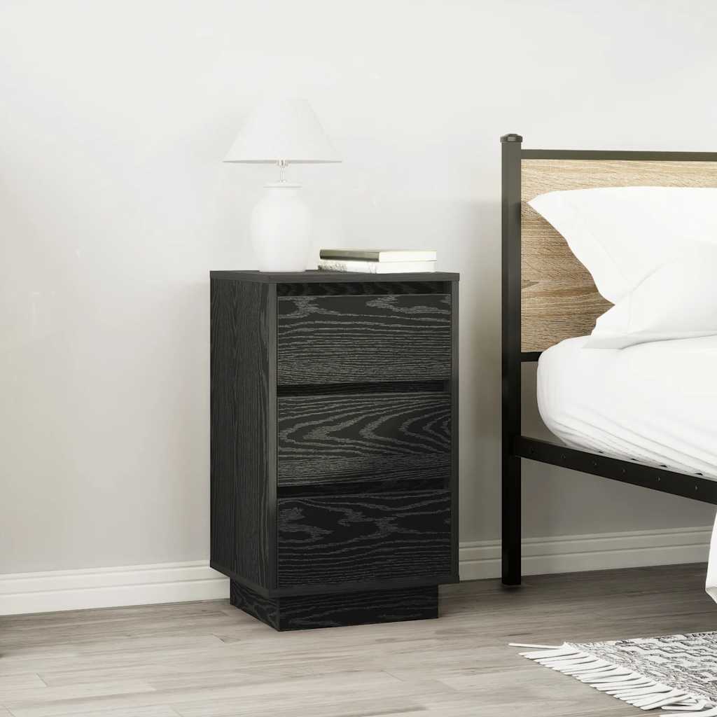 Mesa de cabeceira com luzes LED 38x34x65 cm preto