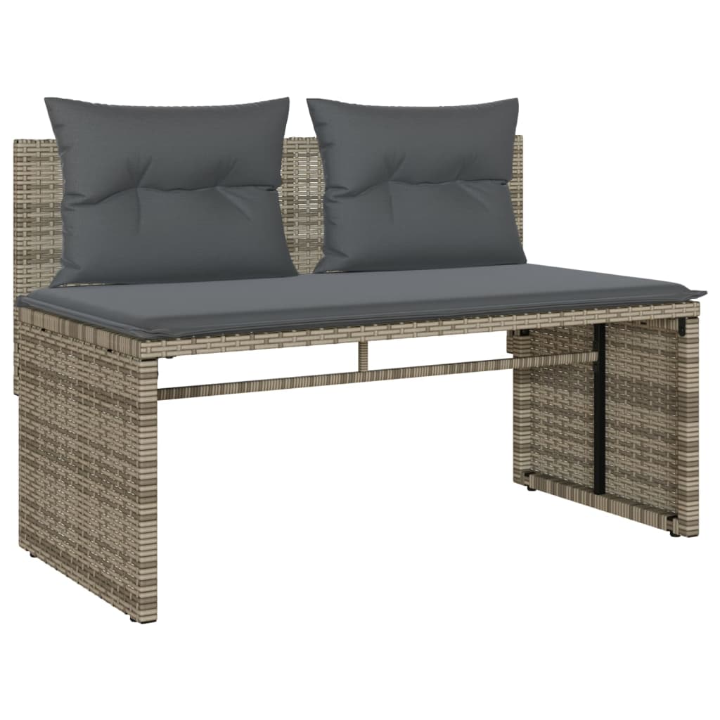4 Pcs conjunto sofás de jardim c/ almofadões vime PE cinzento