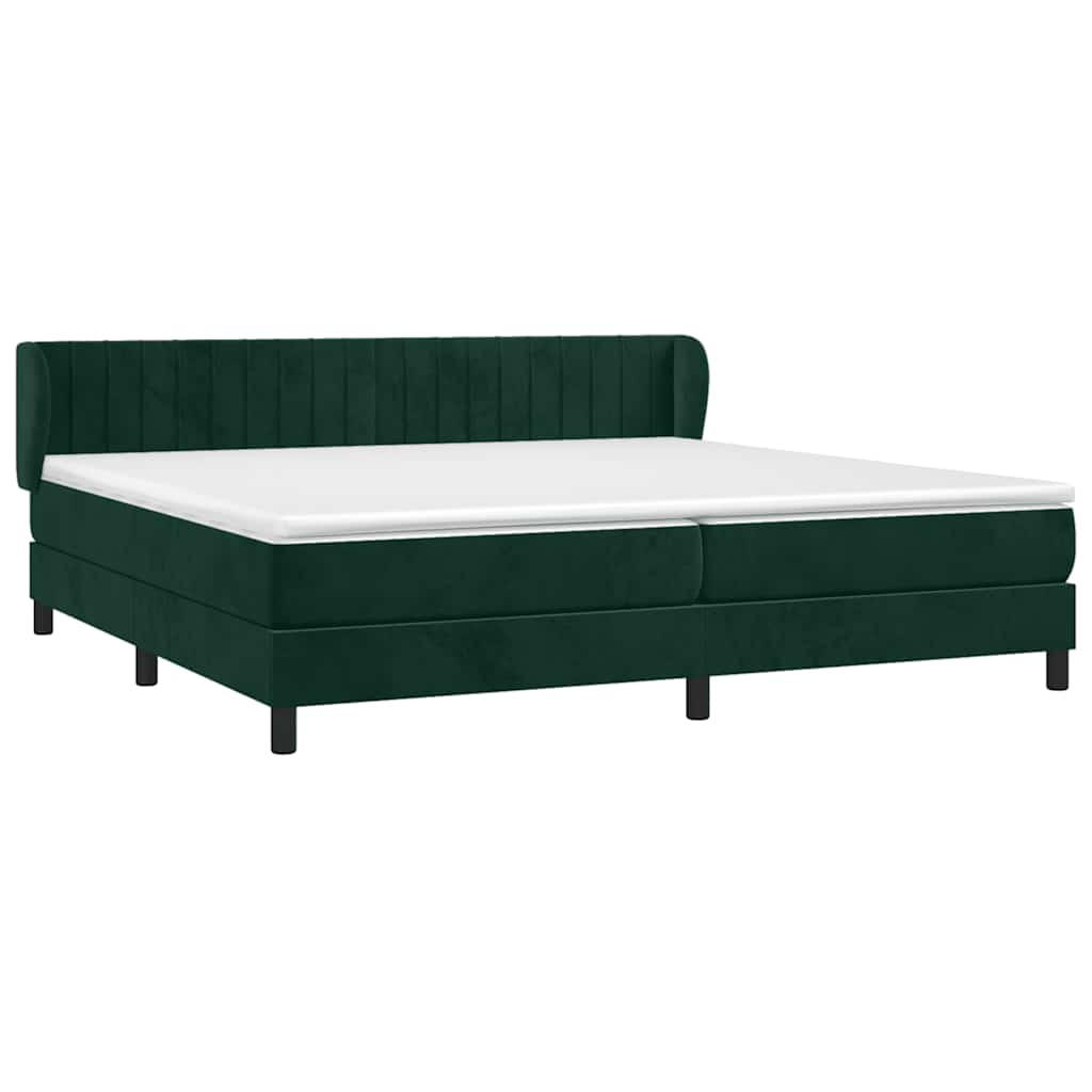 Cama com molas/colchão 200x200 cm veludo verde-escuro