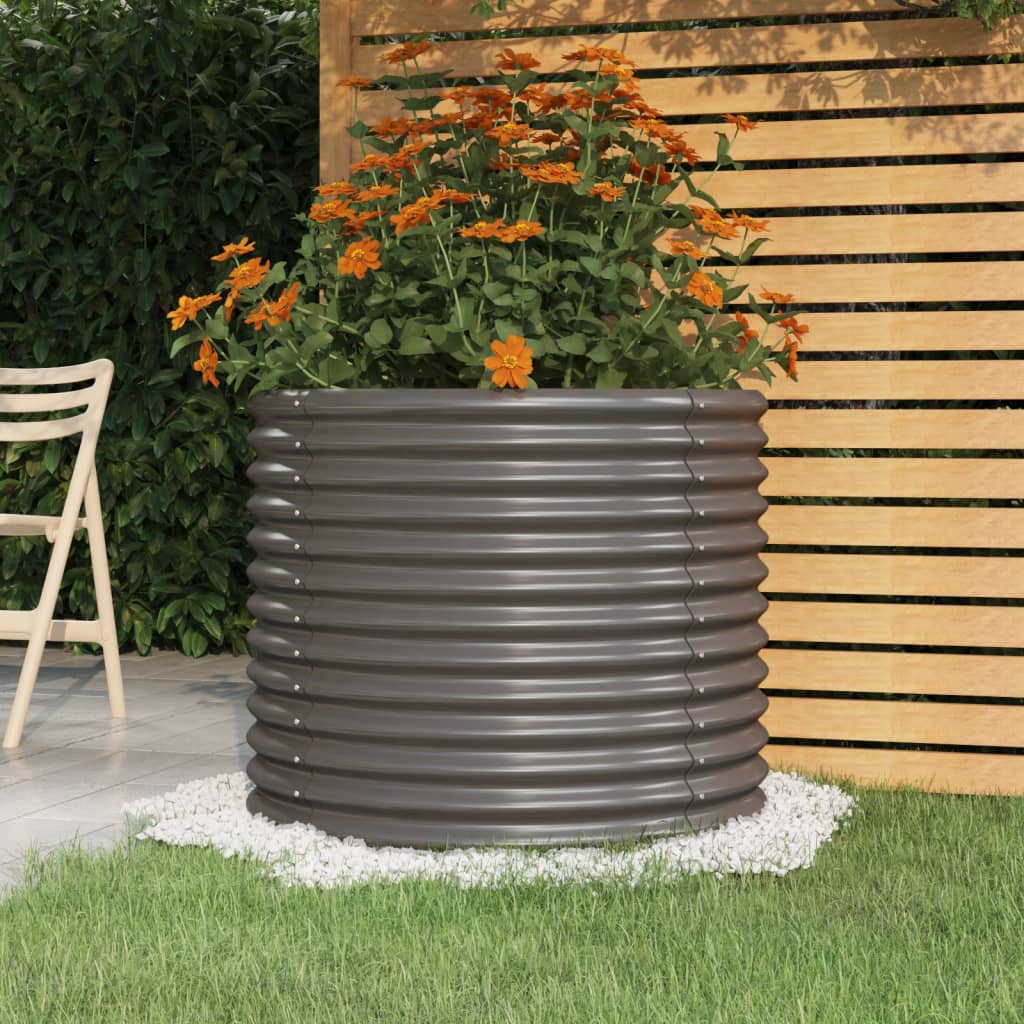 Vaso/floreira de jardim aço galvanizado 80x80x68 cm cinza
