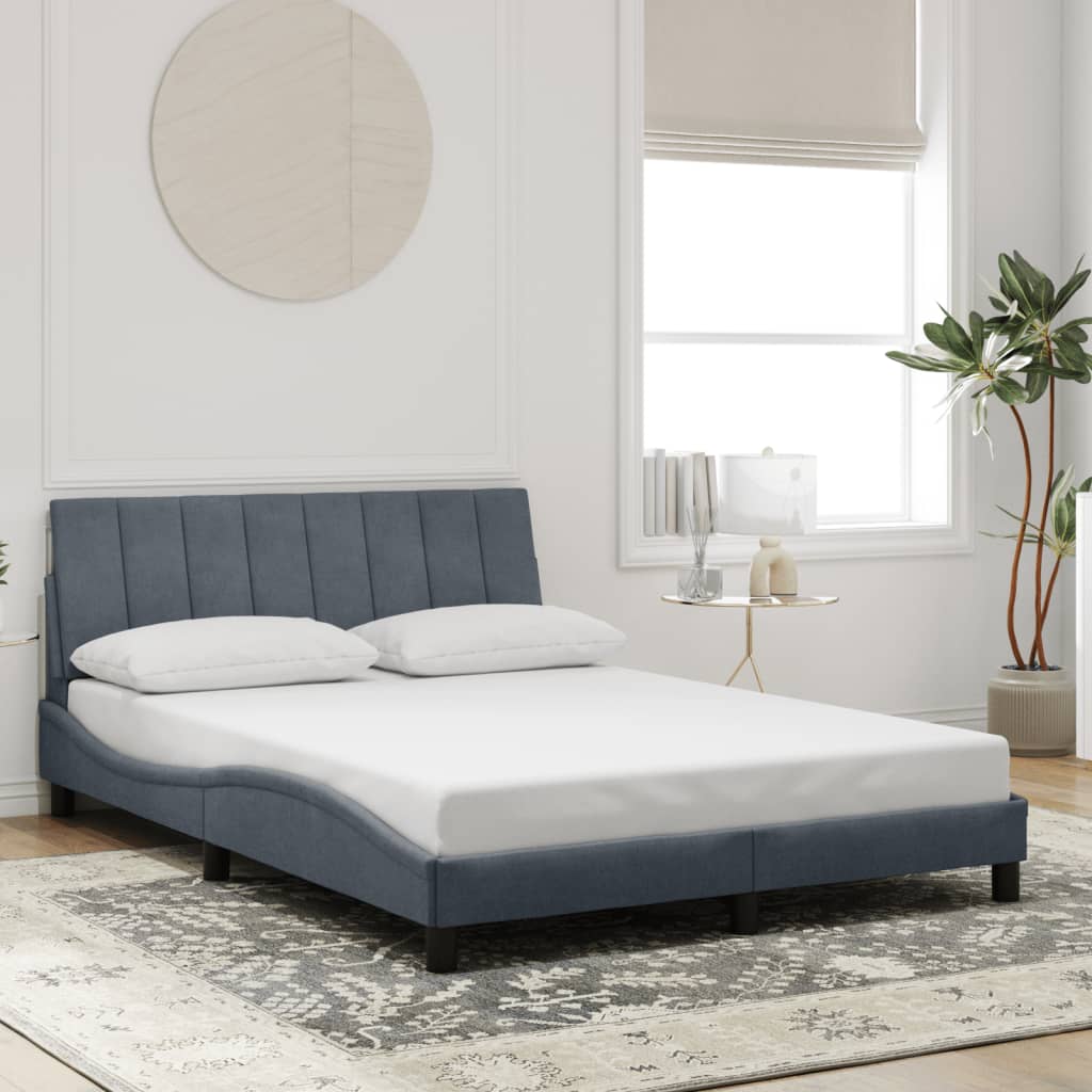 Estrutura de cama com LED sem colchão hanko 140x200cm veludo cinzento-escuro