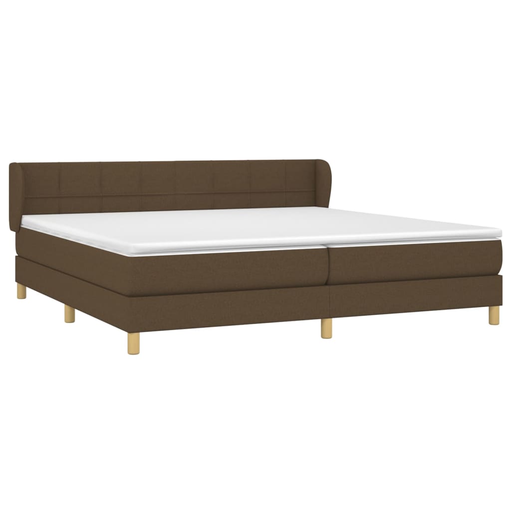 Cama com molas/colchão 200x200 cm tecido castanho-escuro