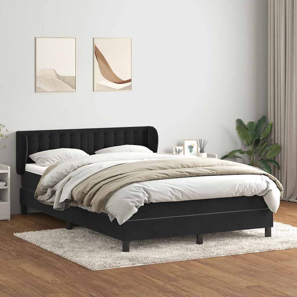 Cama com molas/colchão 160x210 cm veludo preto