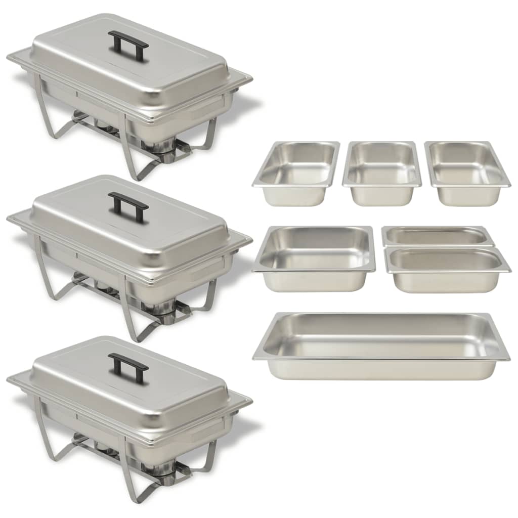 Conjunto de rechauds 3 pcs aço inoxidável