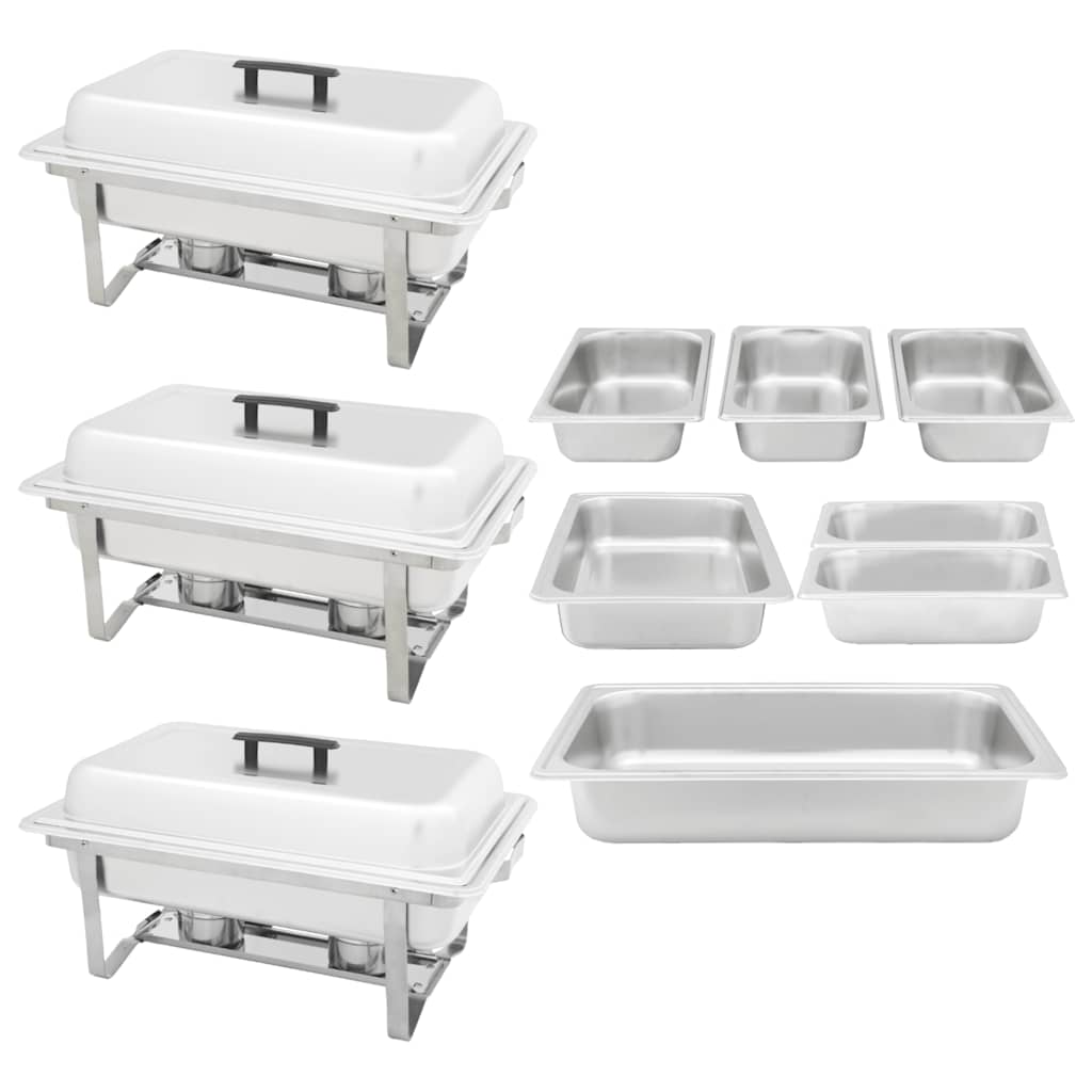 Conjunto de rechauds 3 pcs aço inoxidável