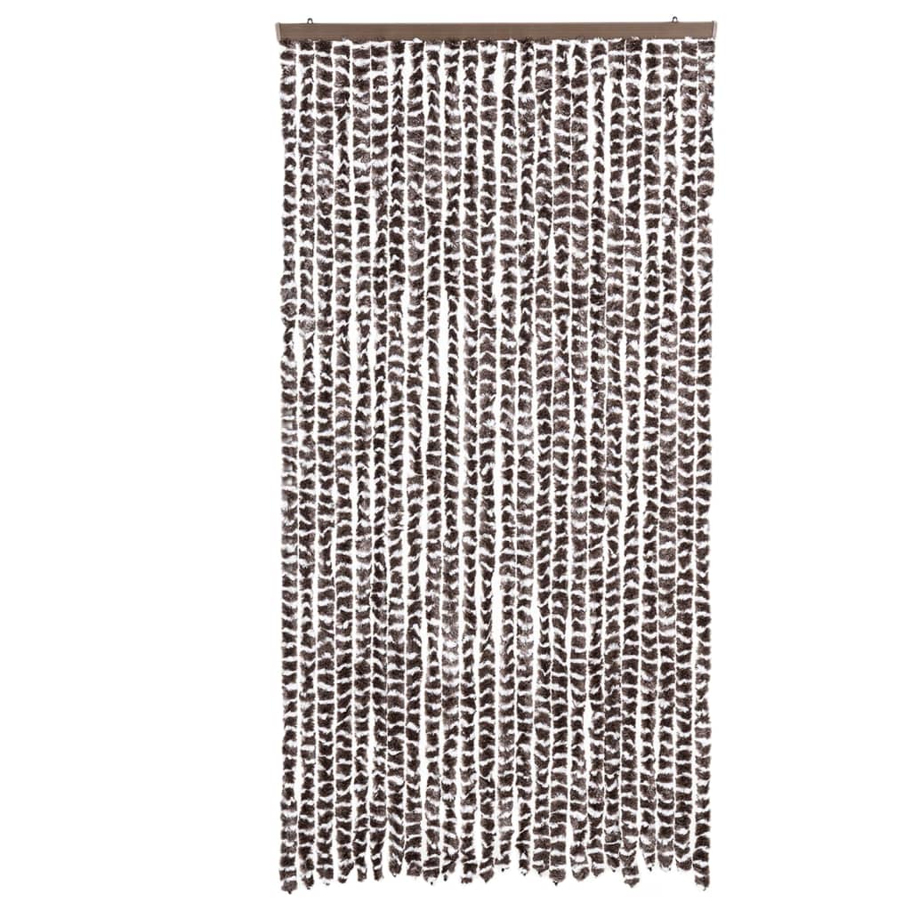 Cortina anti-insetos 100x200 cm chenille castanho e branco