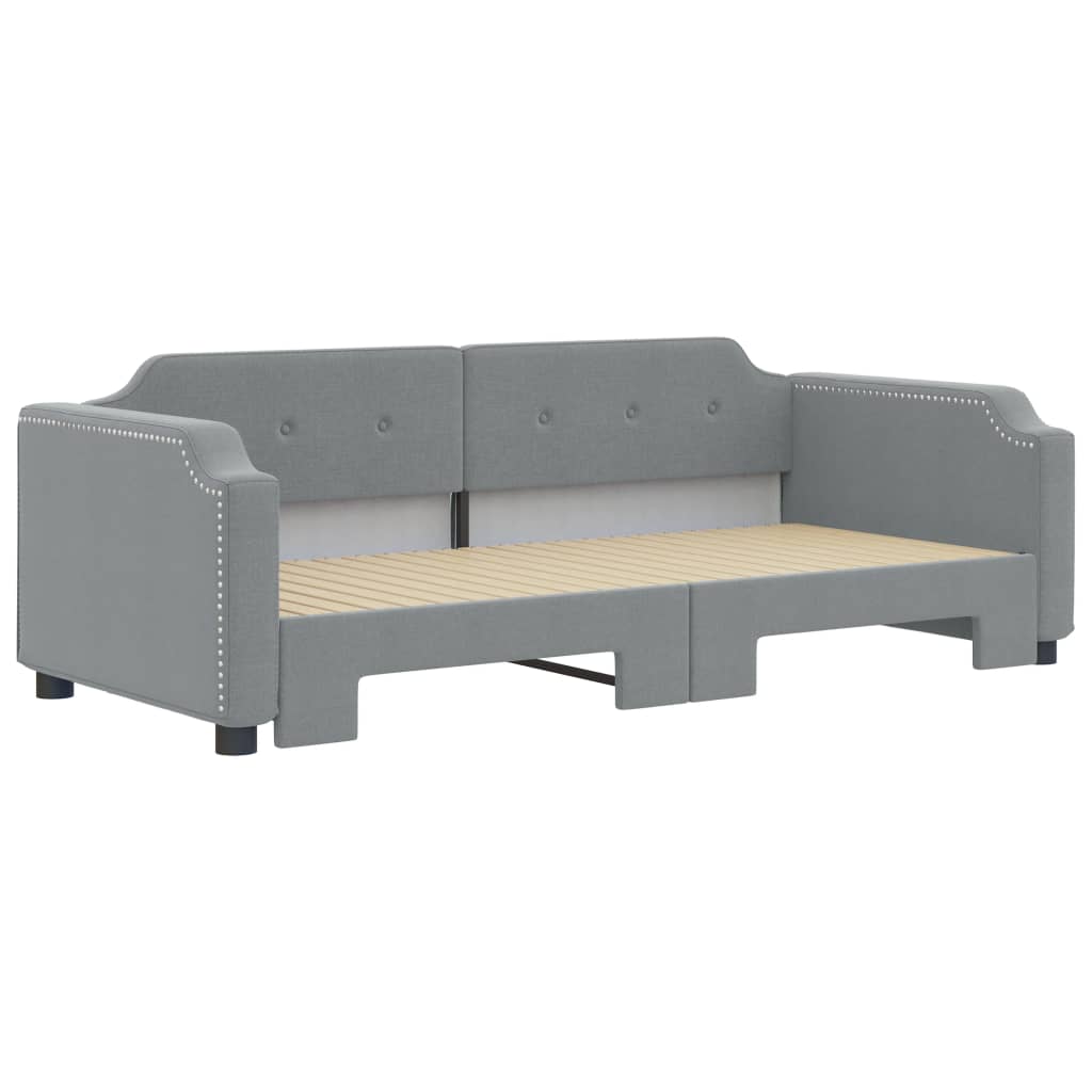 Sofá-cama com gavetão 100x200 cm tecido cinzento-claro