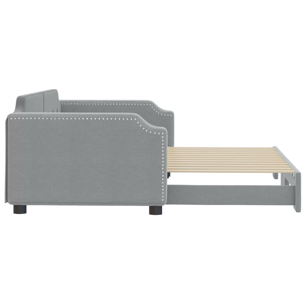 Sofá-cama com gavetão 100x200 cm tecido cinzento-claro