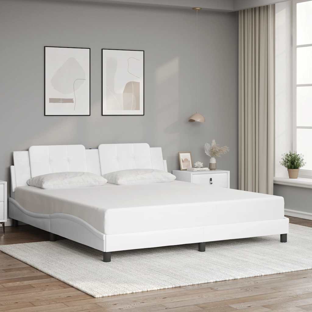 Estrutura de cama sem colchão zadar 180x200 cm couro artificial branco