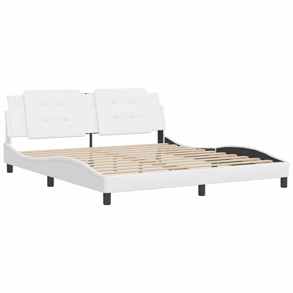 Estrutura de cama sem colchão zadar 180x200 cm couro artificial branco