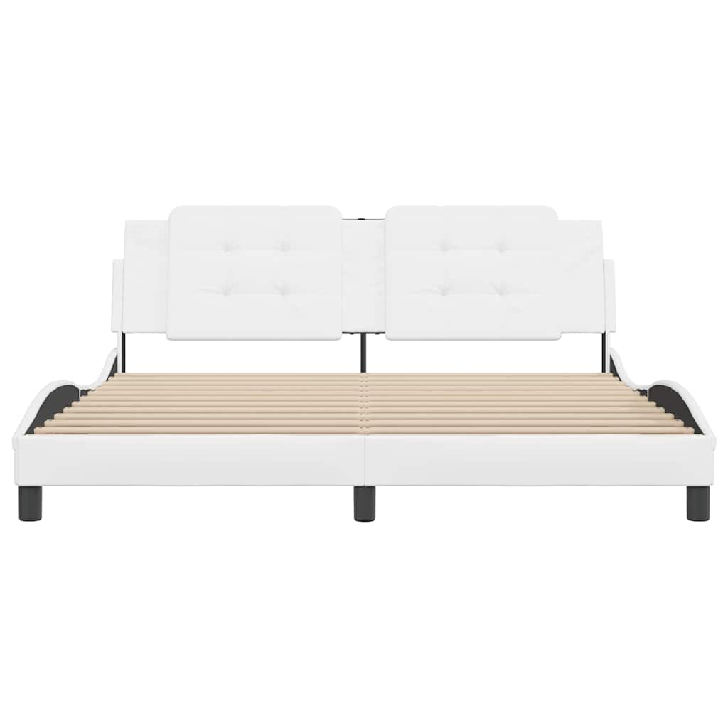 Estrutura de cama sem colchão zadar 180x200 cm couro artificial branco