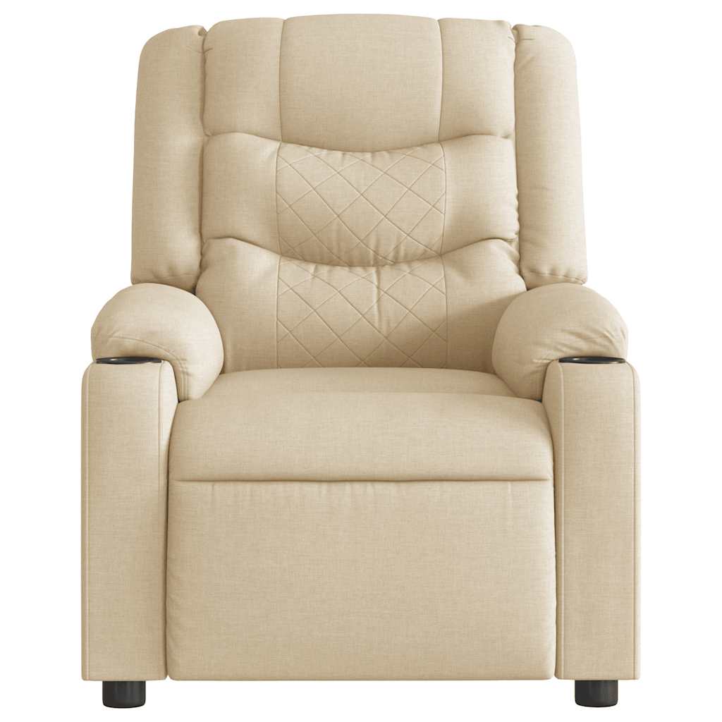 Poltrona de massagens reclinável tecido cor creme