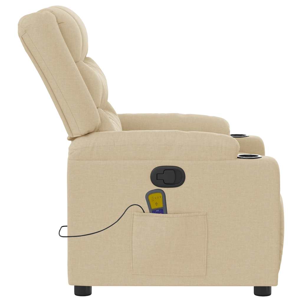Poltrona de massagens reclinável tecido cor creme