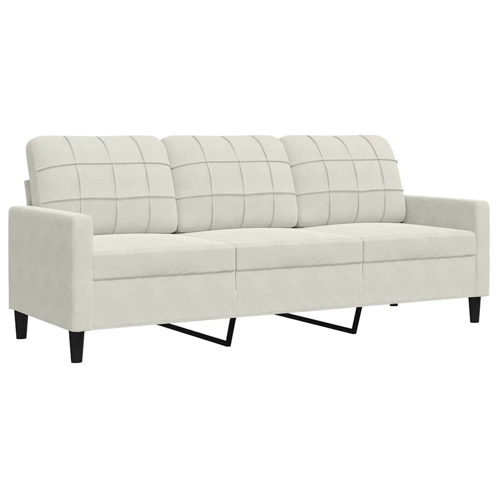2 Pcs conjunto de sofás com almofadões e rolos veludo creme