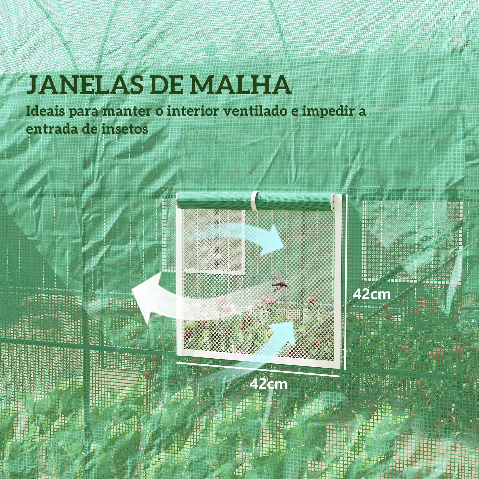 Estufa tipo túnel 250x200x200cm estufa de jardim com janelas e portas enroláveis para cultivo de plantas verde