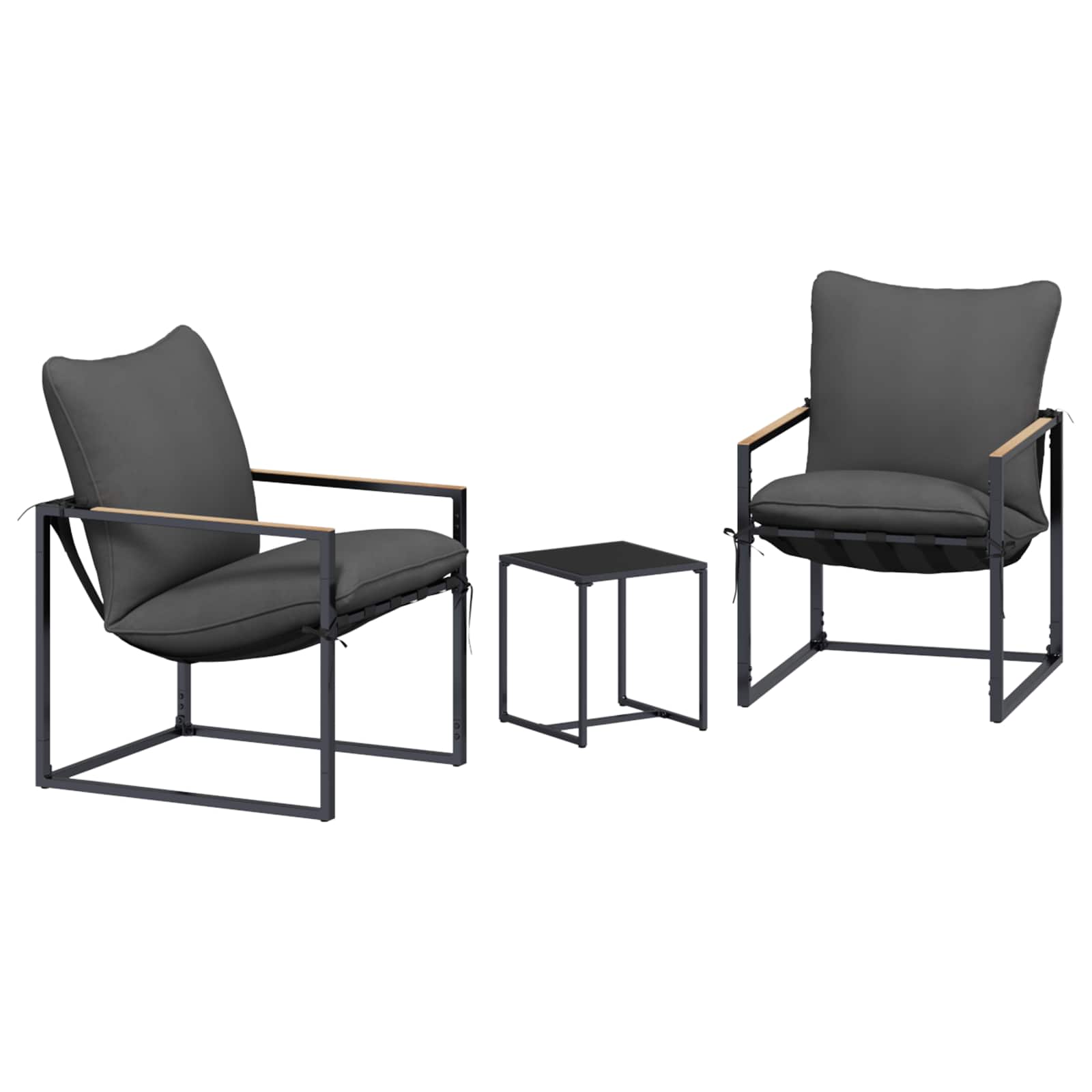 Conjunto de sofá de jardim 3 unid. preto e anthracite aço