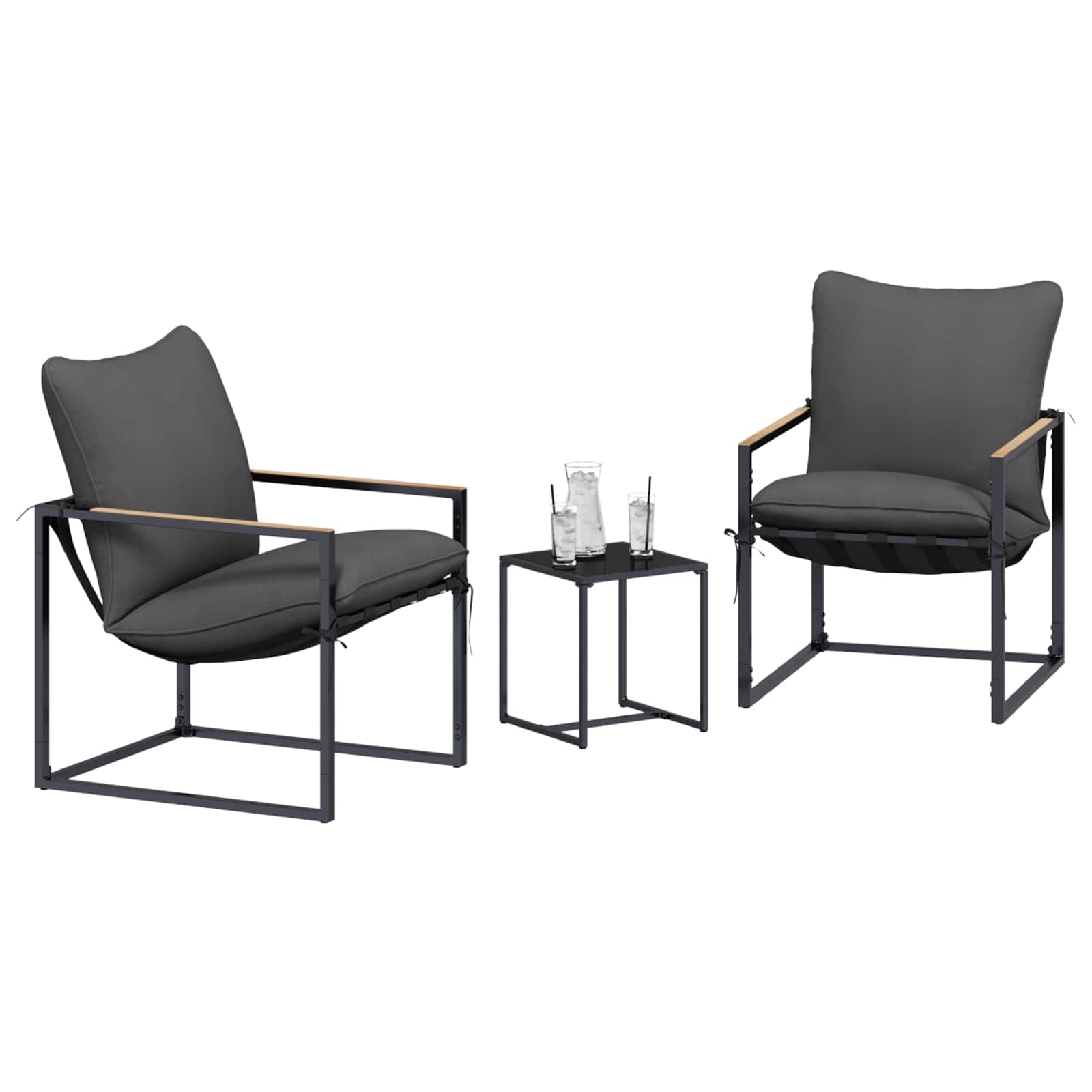Conjunto de sofá de jardim 3 unid. preto e anthracite aço