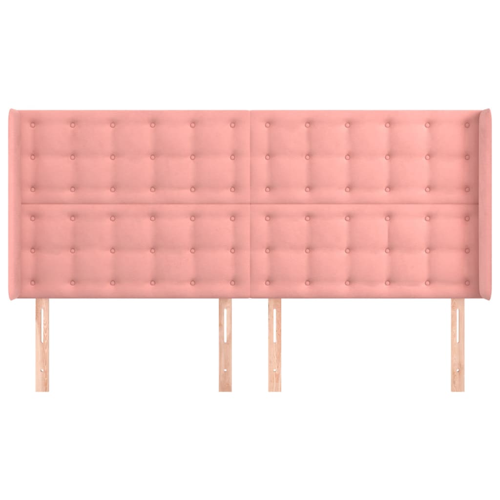 Cabeceira cama c/ abas veludo 163x16x118/128 cm rosa