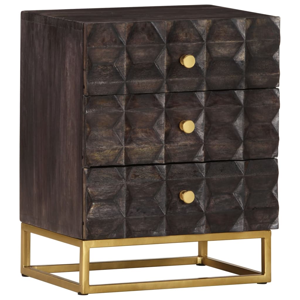 Mesa de cabeceira 40x30x50 cm madeira de mangueira maciça preto