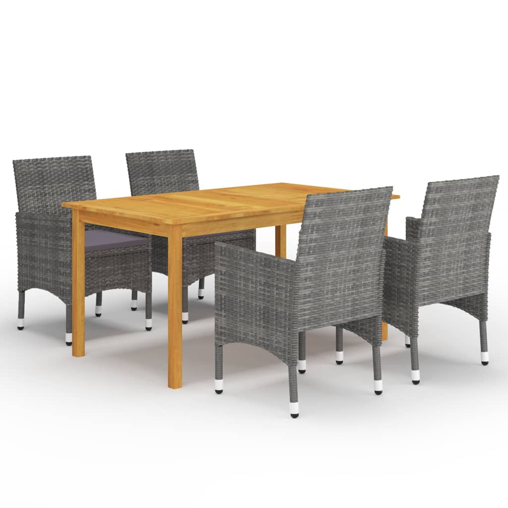 5 Pcs conjunto de jantar para jardim cinzento