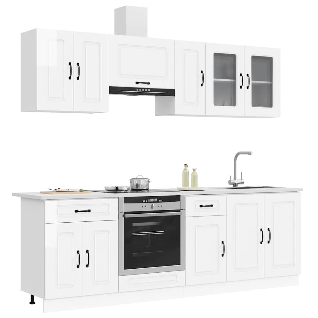 8 Peças armário de cozinha conjunto kalmar branco brilhante