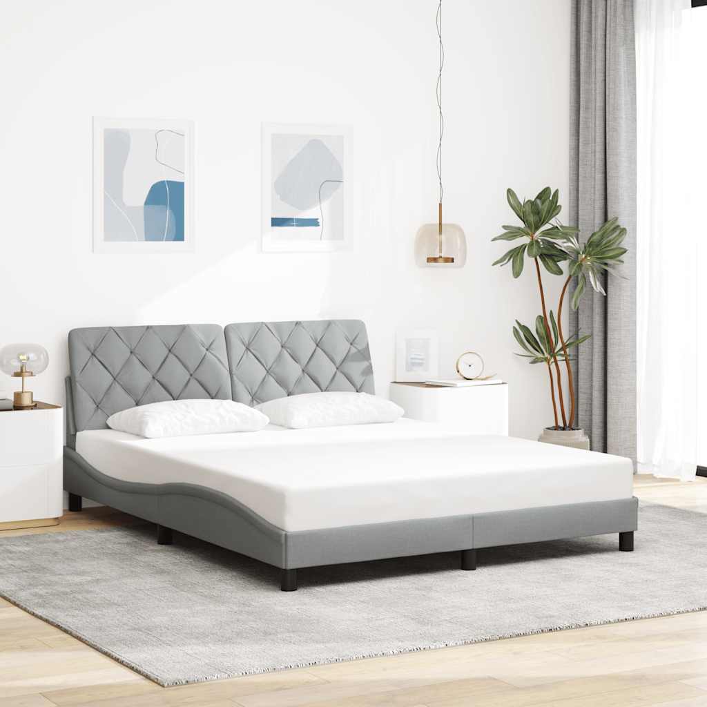 Estrutura de cama sem colchão 160x200 cm tecido cinzento-claro