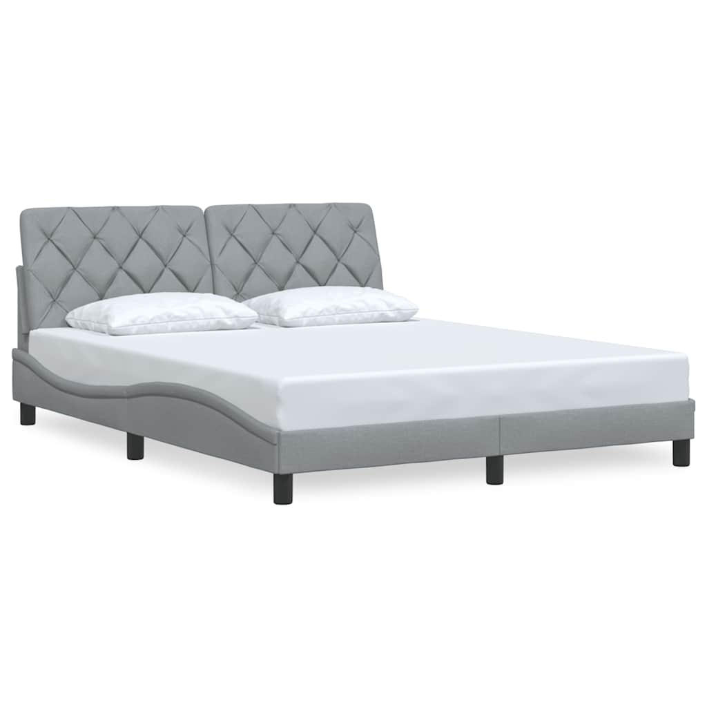 Estrutura de cama sem colchão 160x200 cm tecido cinzento-claro
