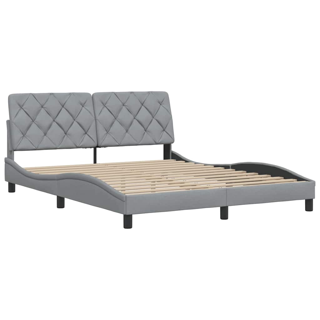 Estrutura de cama sem colchão 160x200 cm tecido cinzento-claro