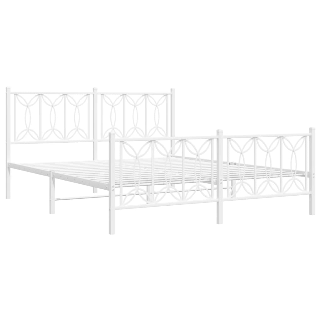Estrutura de cama com cabeceira e pés 150x200 cm metal branco