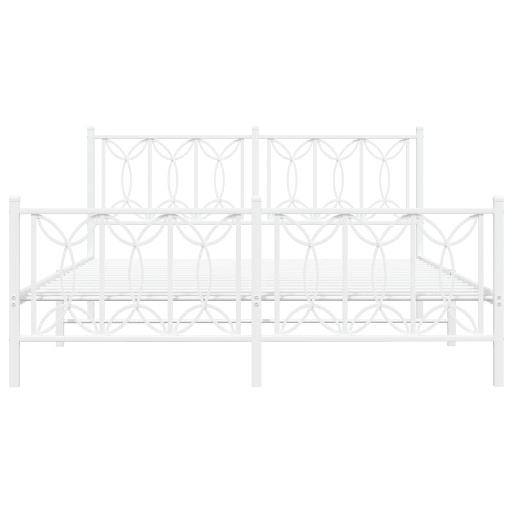 Estrutura de cama com cabeceira e pés 150x200 cm metal branco