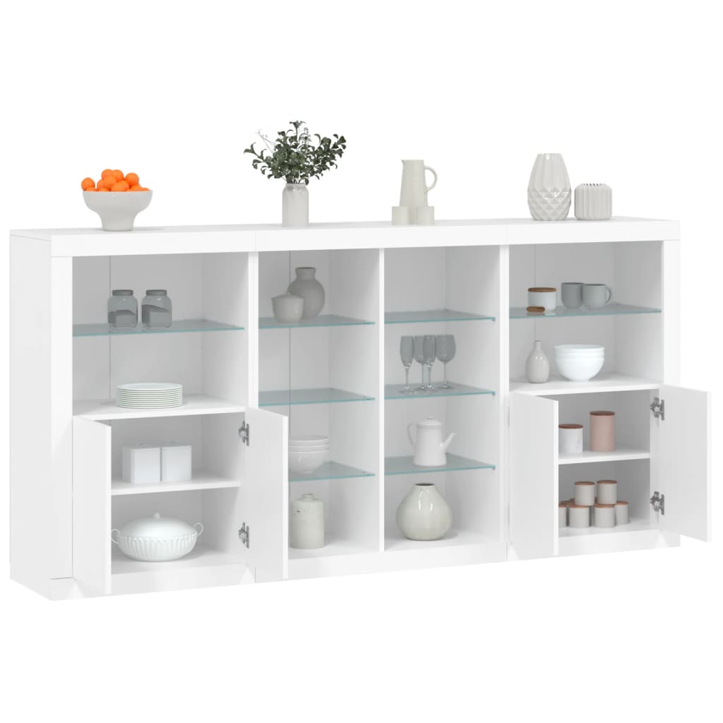 Aparador com luzes LED 202x37x100 cm branco