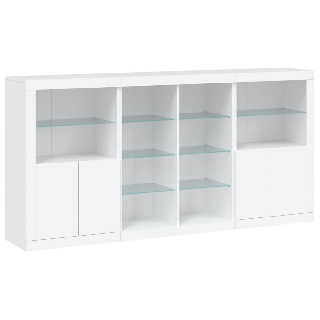 Aparador com luzes LED 202x37x100 cm branco