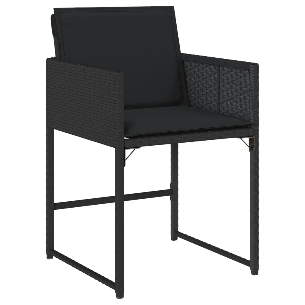 7 Pcs conjunto de jantar p/ jardim c/ almofadões vime PE preto