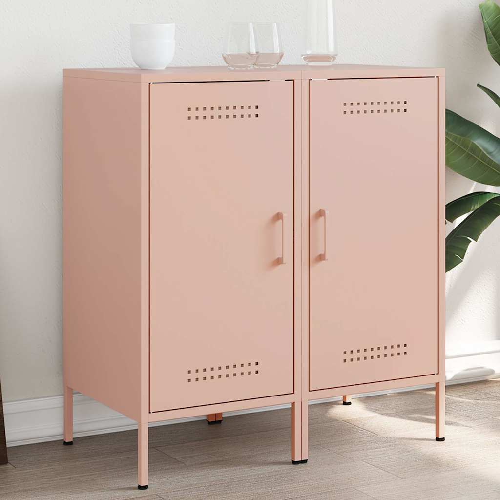 Aparadores 2 pcs 36x39x79 cm aço rosa