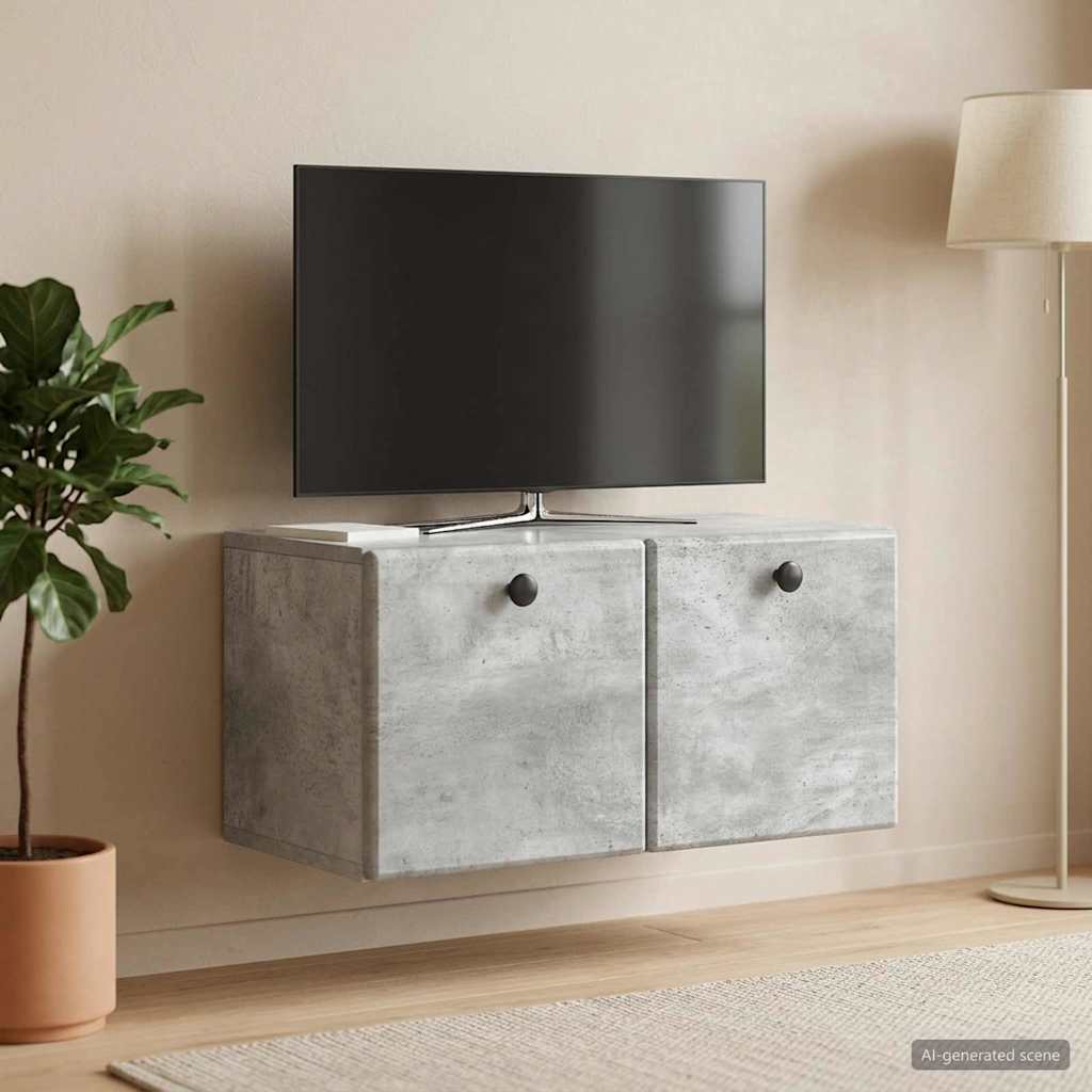 Gabinete de TV de parede 59,5 x 31 x 30 cm cinzento cimento