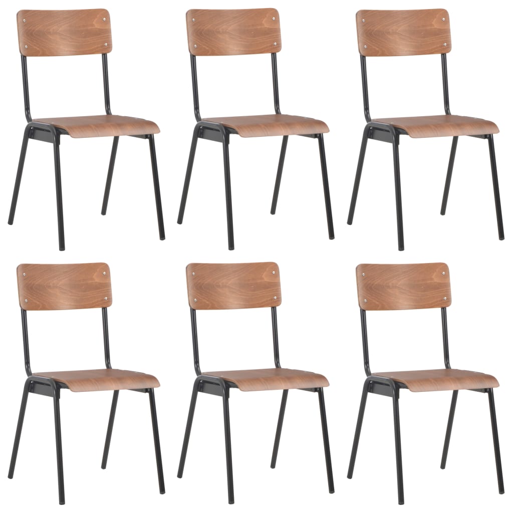 Cadeiras de jantar 6 pcs contraplacado castanho