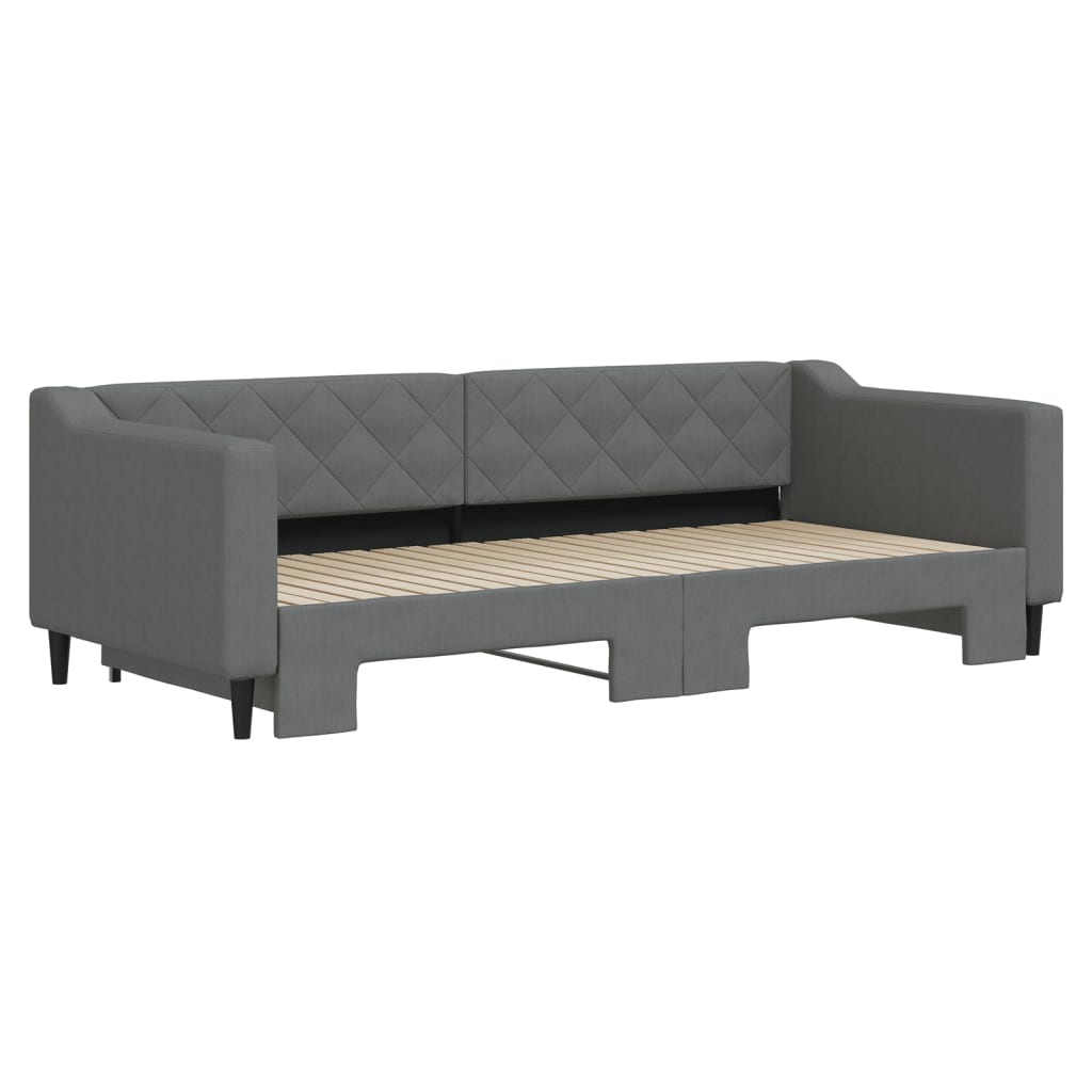 Sofá-cama com gavetão 90x200 cm tecido cinzento-escuro